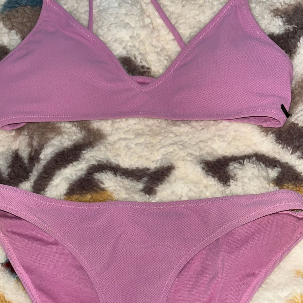 pink volcom swimsuit